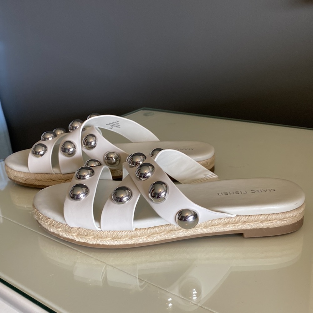 NEW. Marc Fisher Ball Studded Espadrille Sandles. Never worn. Size 7.5